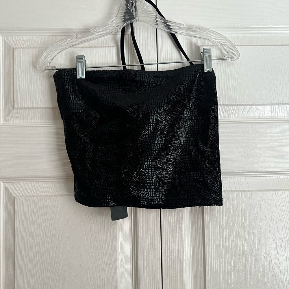 NWT Ralph Lauren Black Textured Cropped Tube Top